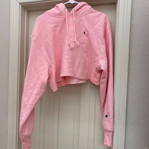 Champion Pink Crop Top Hoodie
